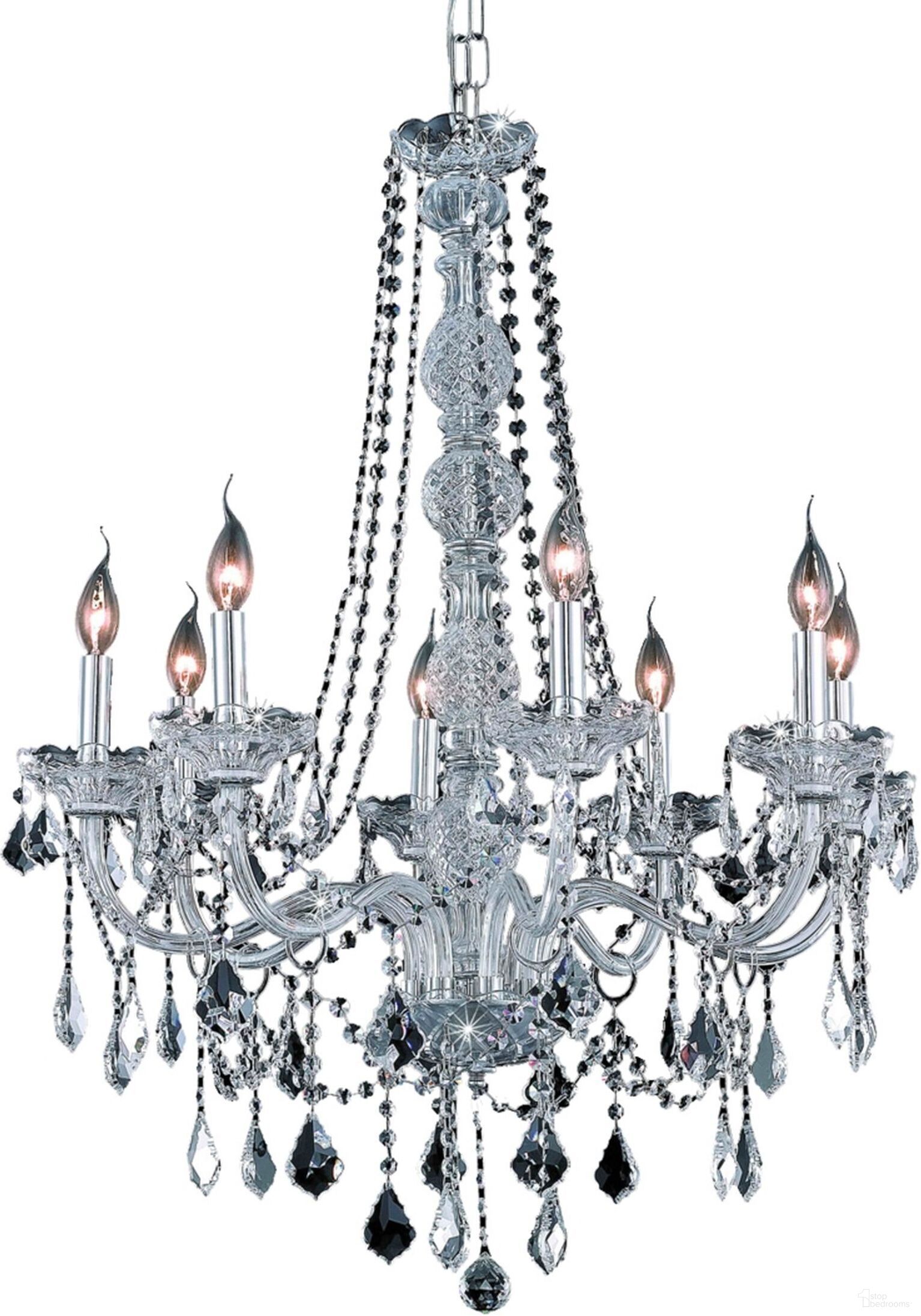 The appearance of V7858d28cRc Verona 28" Chrome 8 Light Chandelier With Clear Royal Cut Crystal Trim designed by Elegant Lighting in the modern / contemporary interior design. This chrome piece of furniture was selected by 1StopBedrooms from Verona Collection to add a touch of cosiness and style into your home. Sku: V7858D28C/RC. Material: Glass.