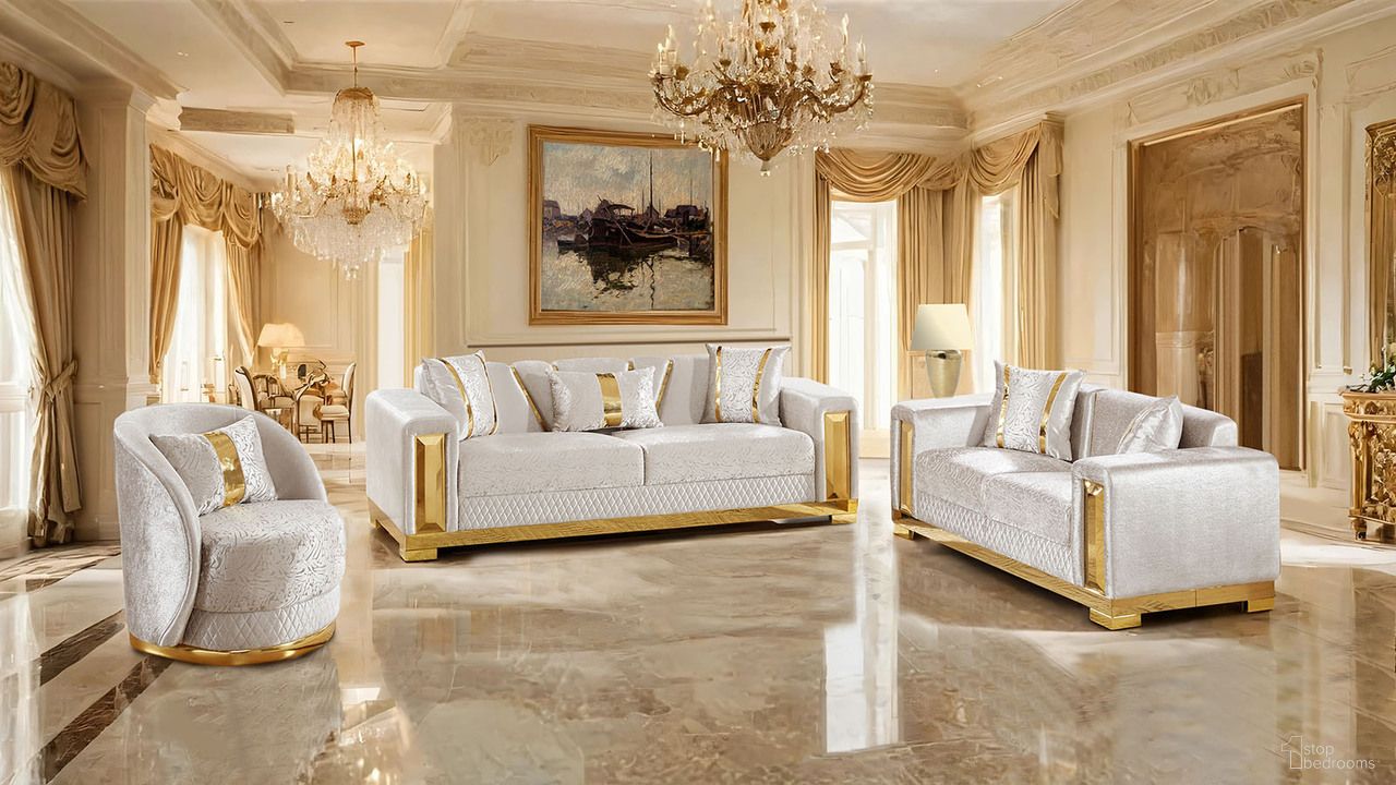 The appearance of Valdosta Sofa In Gold and Beige designed by Furniture of America in the glam interior design. This gold and beige piece of furniture was selected by 1StopBedrooms from Valdosta Collection to add a touch of cosiness and style into your home. Sku: FM67001BG-SF. Material: Solid Wood.