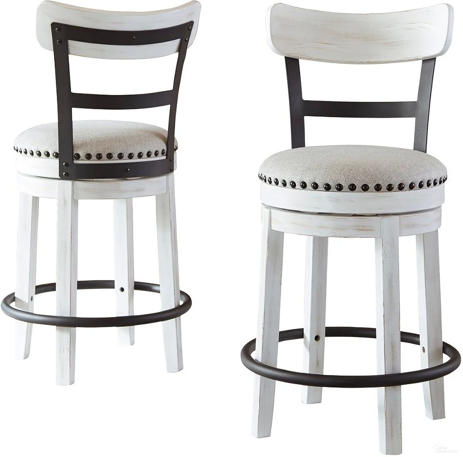 Valebeck Linen Upholstered Swivel Barstool by Ashley Furniture