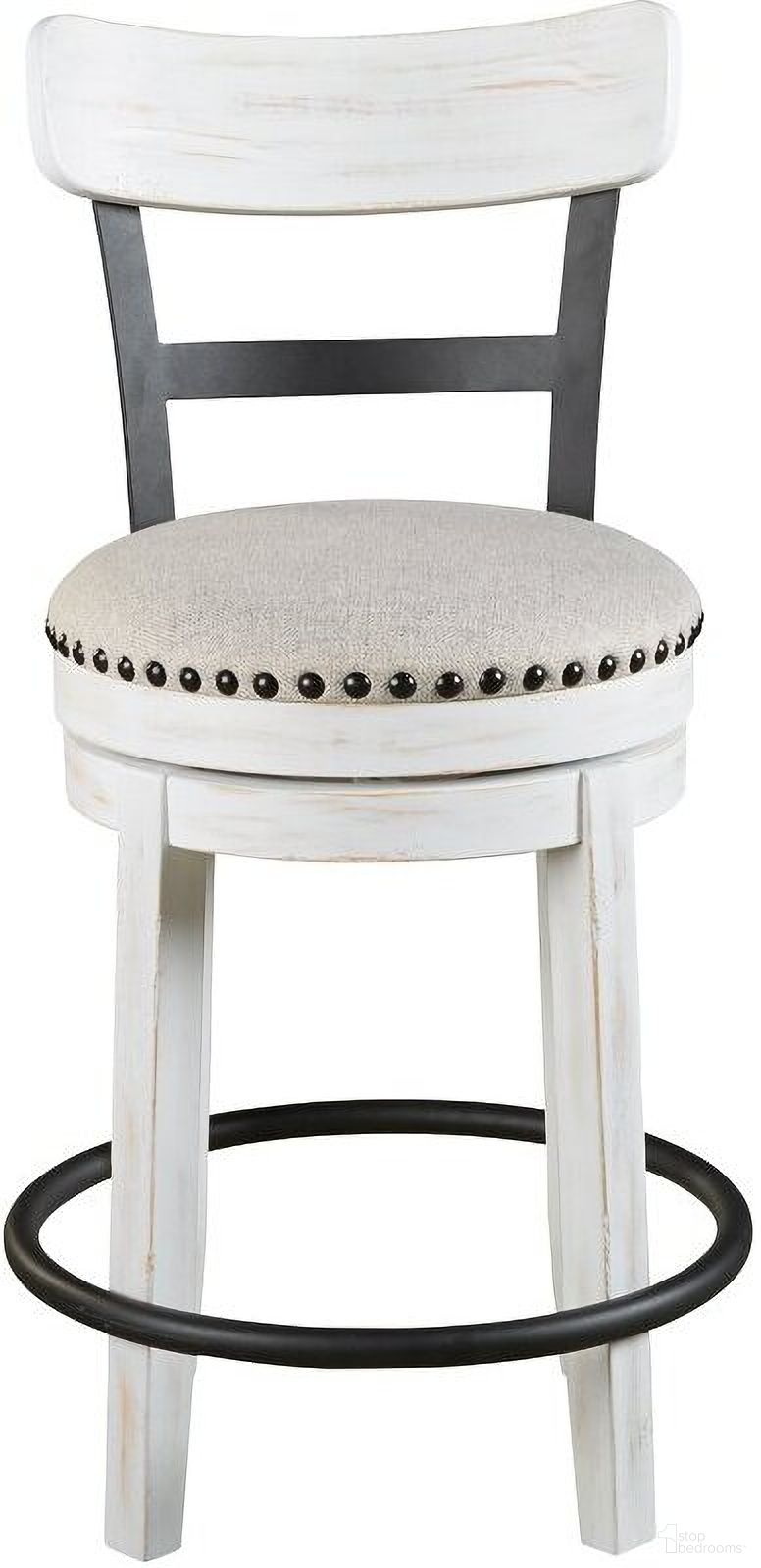 Valebeck Linen Upholstered Swivel Barstool by Ashley Furniture