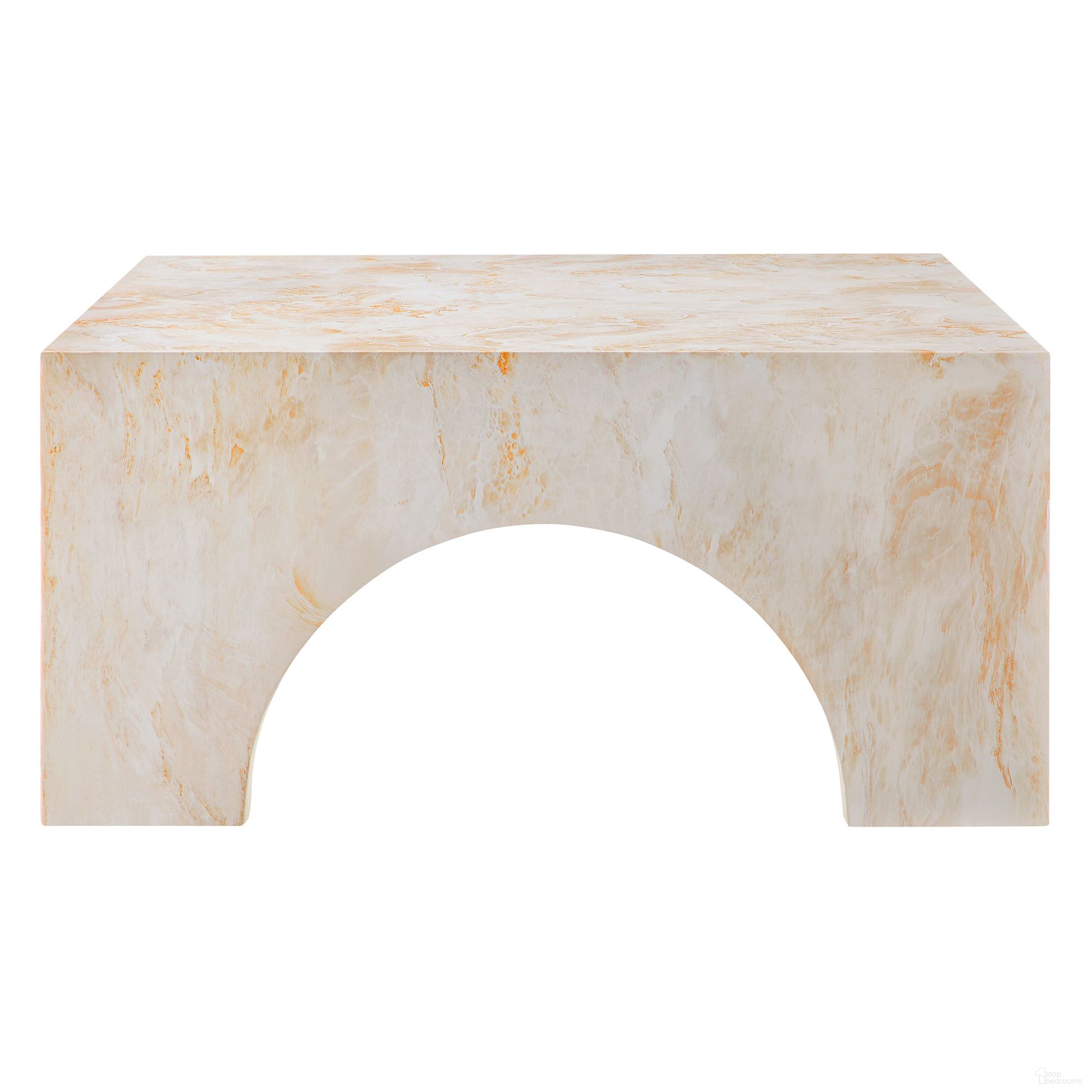 The appearance of Valen Indoor - Outdoor Patio Arched Concrete Coffee Table In Honey Onyx designed by Modway in the modern / contemporary interior design. This honey onyx piece of furniture  was selected by 1StopBedrooms from Valen Collection to add a touch of cosiness and style into your home. Sku: EEI-7097-HYX. Material: Concrete.