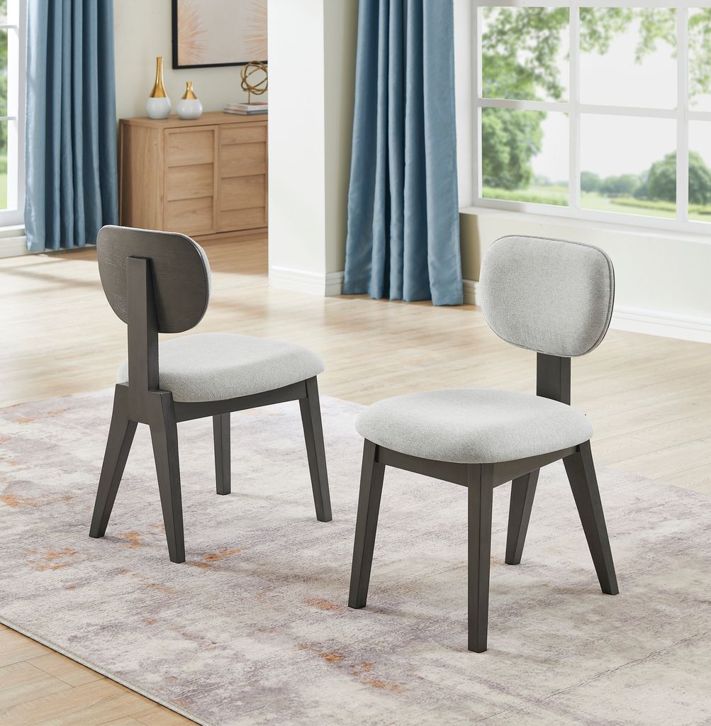 The appearance of Valencia Fabric Upholstered Dining Chairs Set of 2 with Gray Wood Frame designed by Lilola Home in the modern / contemporary interior design. This gray piece of furniture  was selected by 1StopBedrooms from Valencia Collection to add a touch of cosiness and style into your home. Sku: 30069. Material: Wood. Chair Type: Side Chair.
