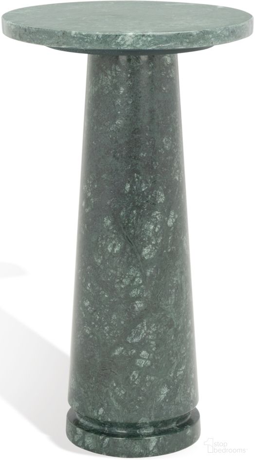 The appearance of Valentia Round Marble Accent Table In Green designed by Safavieh Couture in the modern / contemporary interior design. This green piece of furniture  was selected by 1StopBedrooms from Valentia Collection to add a touch of cosiness and style into your home. Sku: SFV9704C. Material: Marble.
