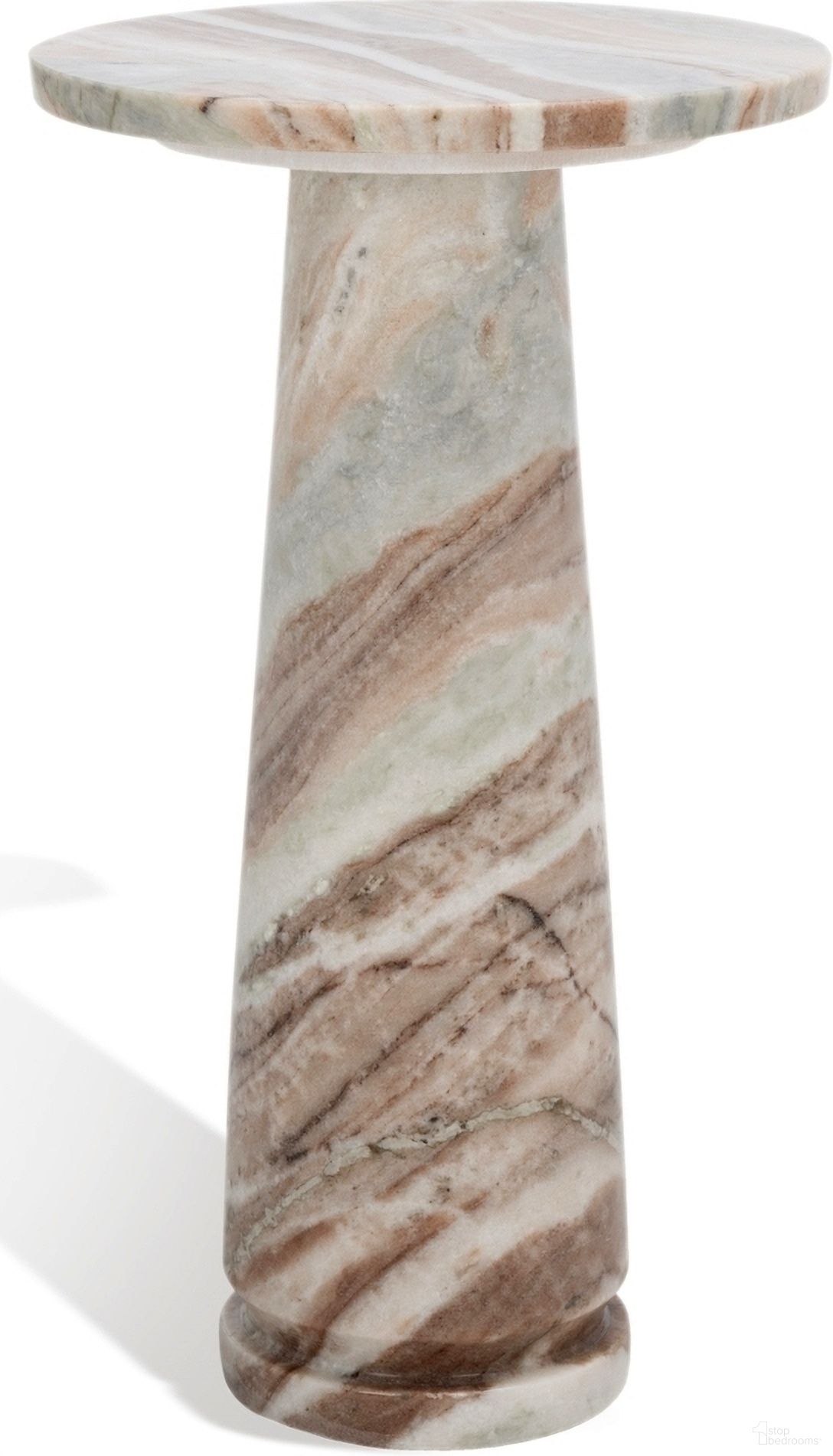 The appearance of Valentia Round Marble Accent Table In White and Brown designed by Safavieh Couture in the modern / contemporary interior design. This white/brown piece of furniture  was selected by 1StopBedrooms from Valentia Collection to add a touch of cosiness and style into your home. Sku: SFV9704B. Material: Marble.