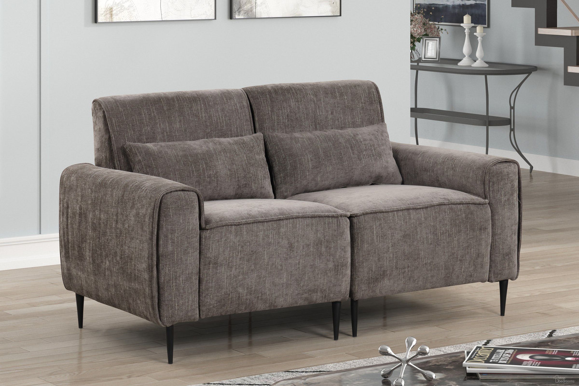The appearance of Valentina 62 Inch Chenille Loveseat with Metal Legs and Throw Pillows In Gray designed by Lilola Home in the modern / contemporary interior design. This gray piece of furniture was selected by 1StopBedrooms from Valentina Collection to add a touch of cosiness and style into your home. Sku: 89119-L1;89119-L2;89119-L3. Material: Wood.