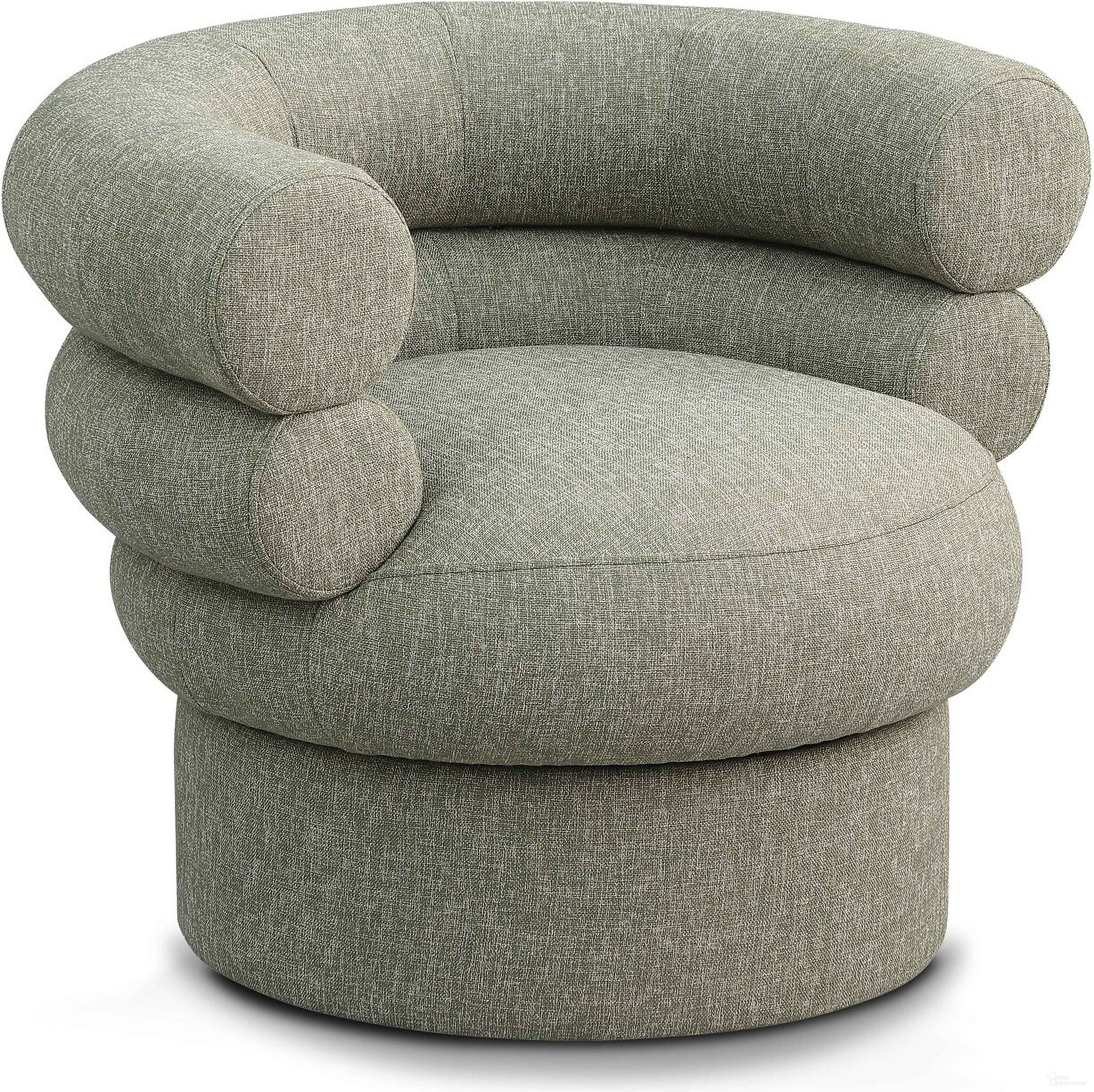The appearance of Valentina Linen Textured Fabric Accent Swivel Chair In Green designed by Meridian in the modern / contemporary interior design. This green piece of furniture was selected by 1StopBedrooms from Valentina Collection to add a touch of cosiness and style into your home. Sku: 570Green. Material: Wood.