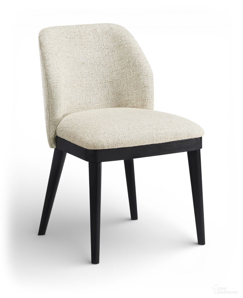 Valeo Linen Textured Fabric Upholstered Dining Chair Set of 2 In Beige
