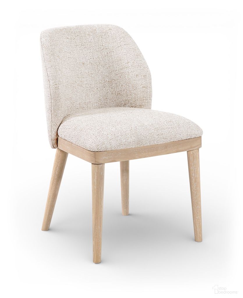 Valeo Linen Textured Fabric Upholstered Dining Chair Set of 2 In Beige