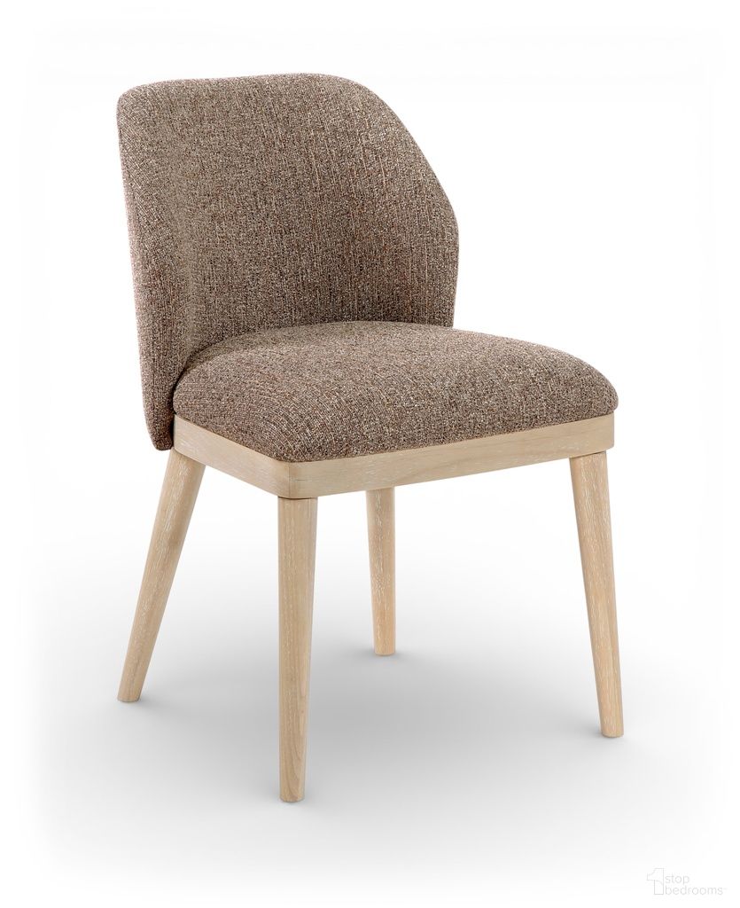 Valeo Linen Textured Fabric Upholstered Dining Chair Set of 2 In Brown