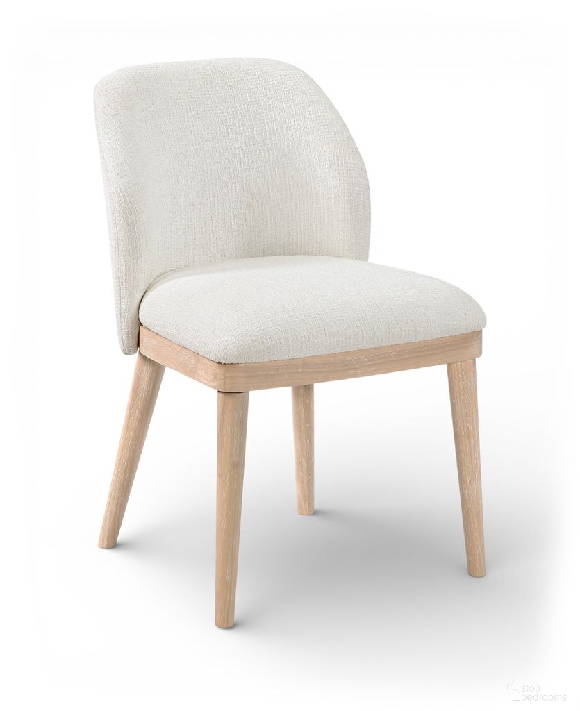 Valeo Linen Textured Fabric Upholstered Dining Chair Set of 2 In Cream
