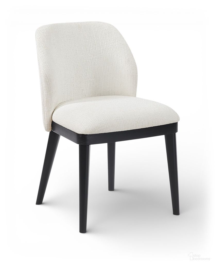 Valeo Linen Textured Fabric Upholstered Dining Chair Set of 2 In Cream