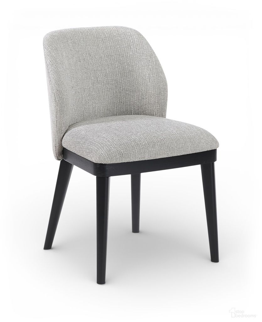 Valeo Linen Textured Fabric Upholstered Dining Chair Set of 2 In Grey