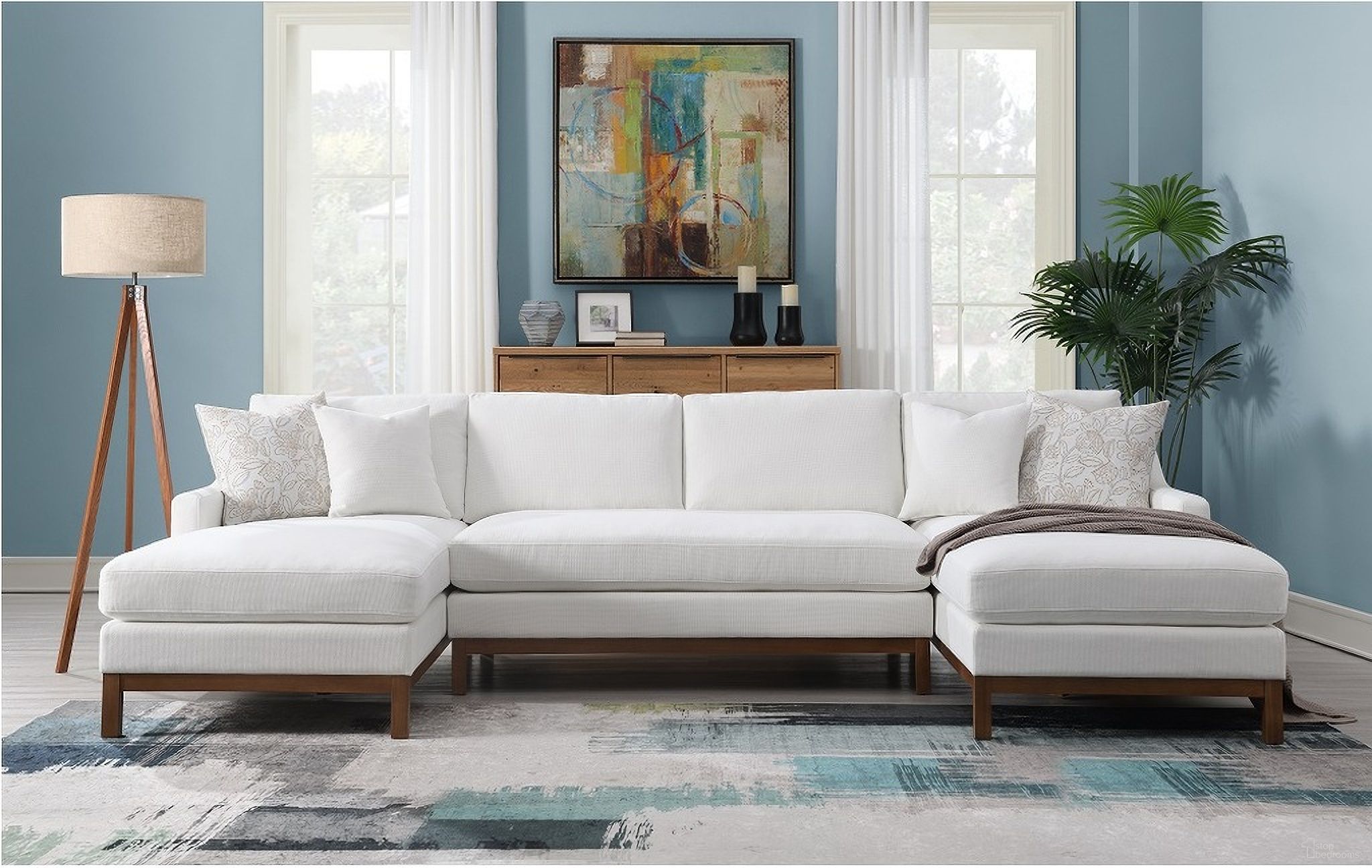 The appearance of Valiant Sectional Sofa with 4 Pillows In Ivory Chenille designed by ACME in the modern / contemporary interior design. This ivory piece of furniture was selected by 1StopBedrooms from Valiant Collection to add a touch of cosiness and style into your home. Sku: LV01881-1;LV01881-2;LV01881-3. Material: Chenille. Layout: U-Shape.