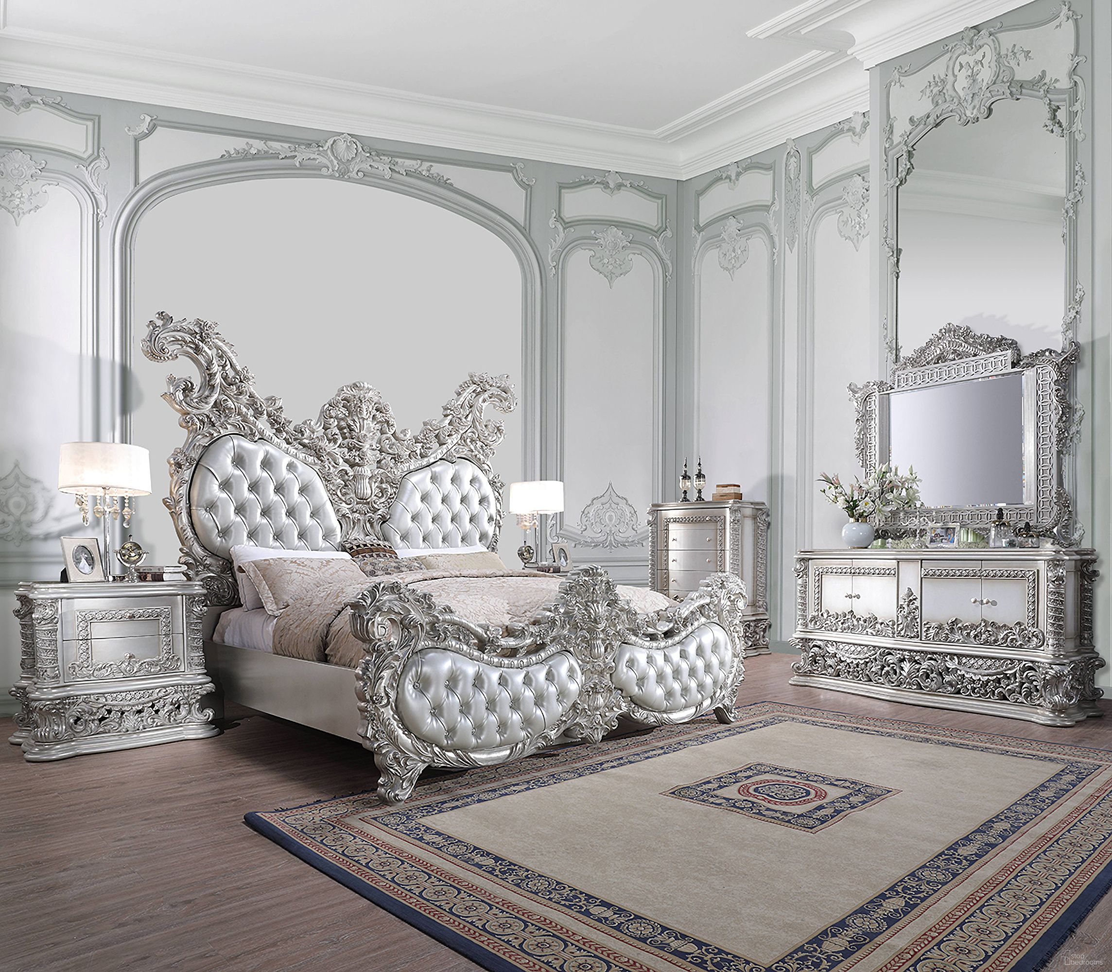 The appearance of Valkyrie Bedroom Set In Light Gold And Gray Finish designed by ACME in the transitional interior design. This light gold piece of furniture  was selected by 1StopBedrooms from Valkyrie Collection to add a touch of cosiness and style into your home. Sku: BD00683EK1;BD00683EK2;BD00683EK3;BD00684. Bed Type: Panel Bed. Material: Wood. Bed Size: Eastern King.