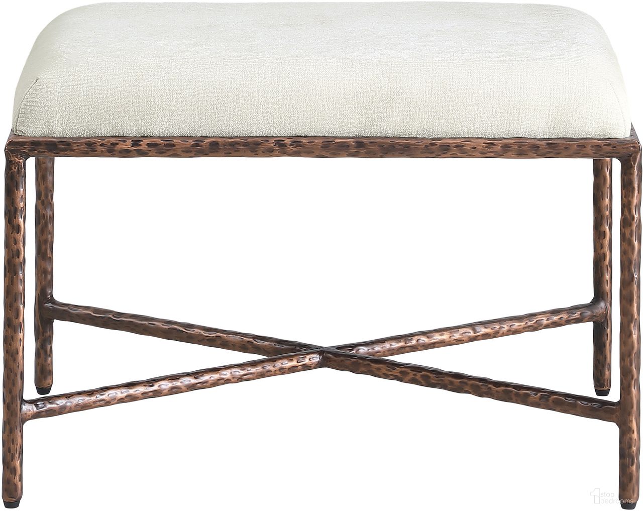 The appearance of Valley Chenille Fabric Bench In Cream and Bronze designed by Meridian in the modern / contemporary interior design. This cream and bronze piece of furniture was selected by 1StopBedrooms from Valley Collection to add a touch of cosiness and style into your home. Sku: 22063Cream. Material: Chenille.