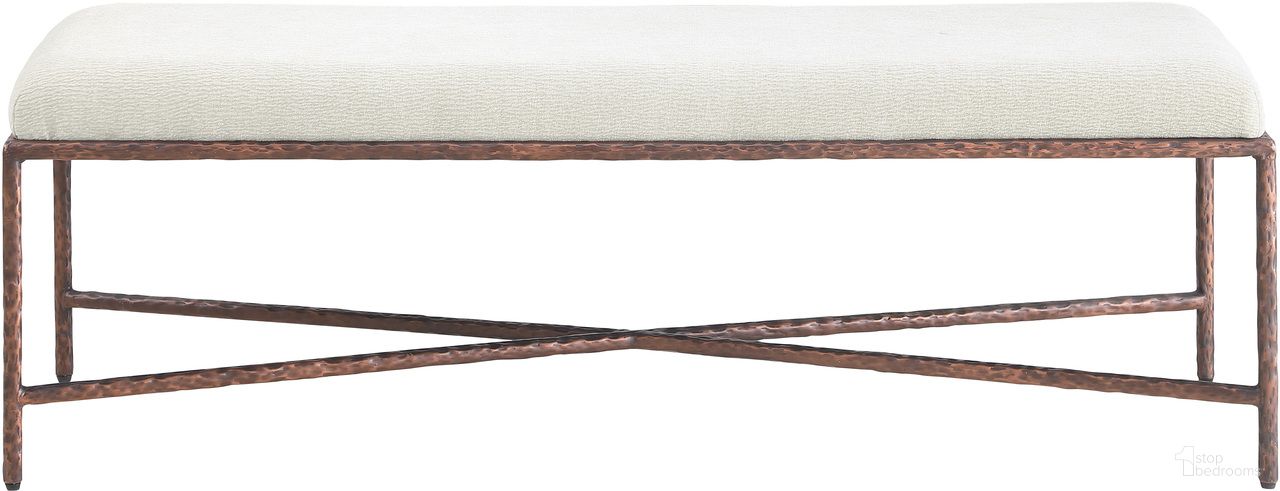 The appearance of Valley Chenille Fabric Bench In Cream and Bronze designed by Meridian in the modern / contemporary interior design. This cream and bronze piece of furniture  was selected by 1StopBedrooms from Valley Collection to add a touch of cosiness and style into your home. Sku: 22066Cream. Material: Chenille.