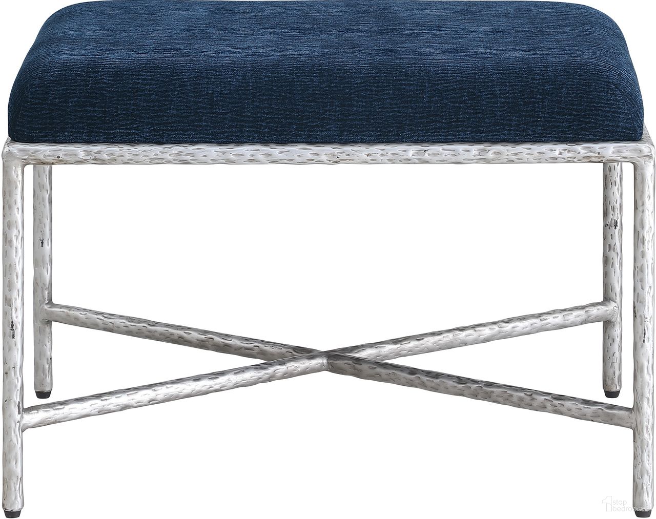 The appearance of Valley Chenille Fabric Bench In Navy and Silver designed by Meridian in the modern / contemporary interior design. This navy and silver piece of furniture was selected by 1StopBedrooms from Valley Collection to add a touch of cosiness and style into your home. Sku: 22062Navy. Material: Chenille.