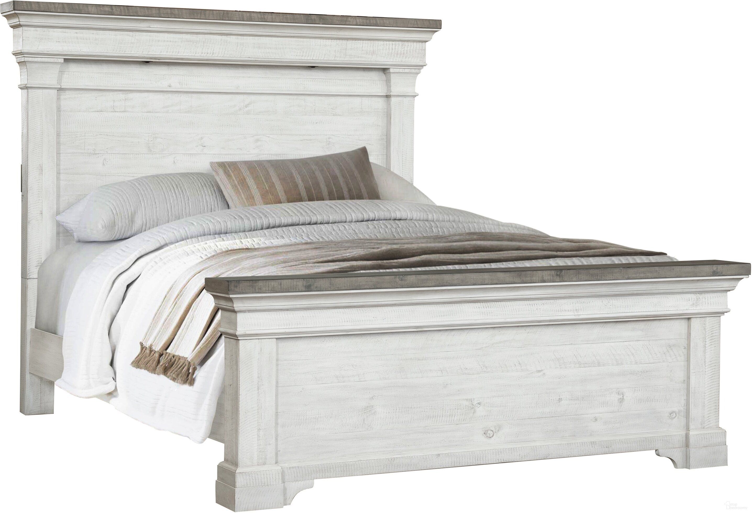 The appearance of Valley Ridge King Panel Bed In White designed by Pulaski in the transitional interior design. This white piece of furniture  was selected by 1StopBedrooms from Valley Collection to add a touch of cosiness and style into your home. Sku: S786-271;S786-272;S786-400. Bed Type: Panel Bed. Bed Size: King. Material: Solid Pine.