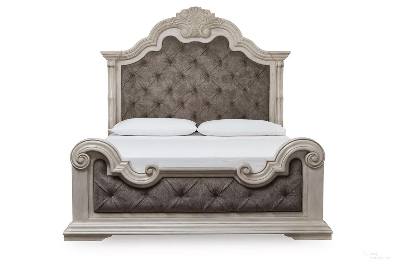 The appearance of Valleymont Queen Upholstered Panel Bed In Antique White designed by Signature Design by Ashley in the traditional interior design. This antique white piece of furniture  was selected by 1StopBedrooms from Valleymont Collection to add a touch of cosiness and style into your home. Sku: NCB948-54;NCB948-57;NCB948-97. Bed Type: Panel Bed. Bed Size: Queen.