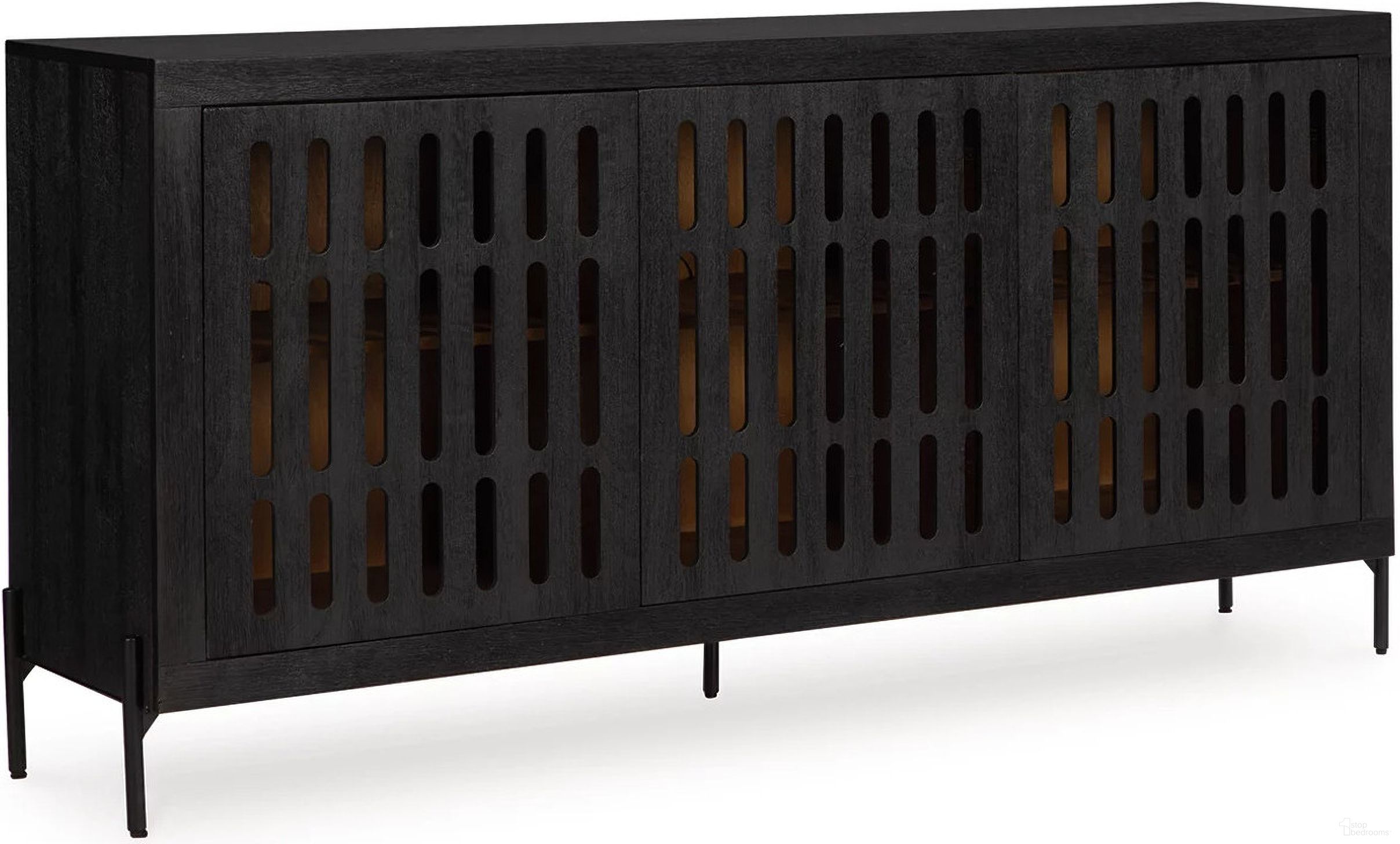 The appearance of Vallisburg Accent Cabinet In Black and Natural designed by Signature Design by Ashley in the modern / contemporary interior design. This black and natural piece of furniture was selected by 1StopBedrooms from Vallisburg Collection to add a touch of cosiness and style into your home. Sku: A4000644. Material: Wood.