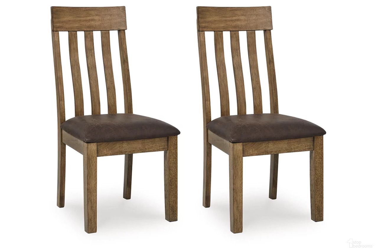 The appearance of Vallister Dining Chair Set of 2 In Light Brown designed by Signature Design by Ashley in the transitional interior design. This light brown piece of furniture was selected by 1StopBedrooms from Vallister Collection to add a touch of cosiness and style into your home. Sku: NCD592-01. Material: Leather Match. Chair Type: Side Chair.