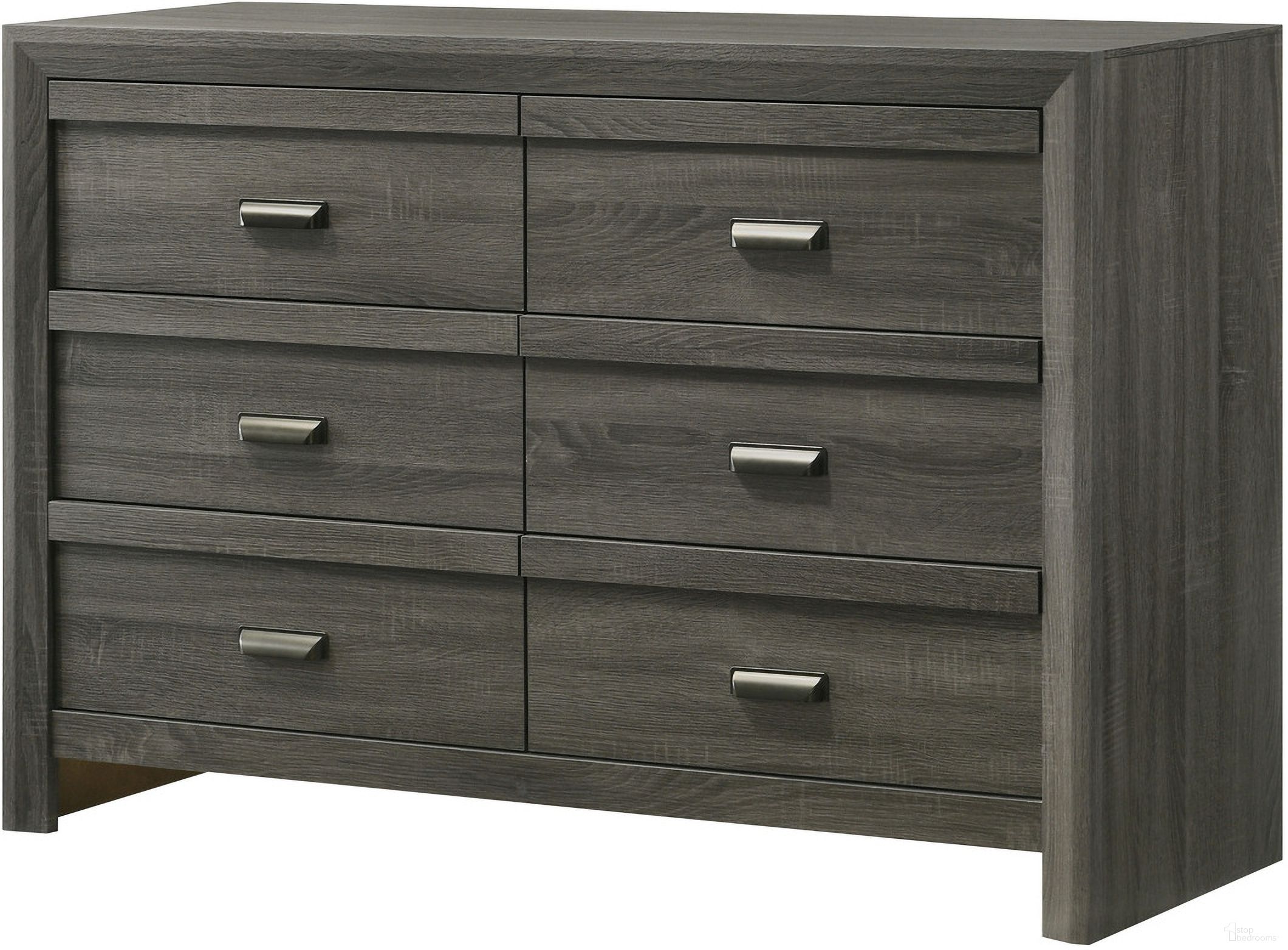 The appearance of Valor Dresser In Grey designed by Crown Mark in the transitional interior design. This grey piece of furniture was selected by 1StopBedrooms from Valor Collection to add a touch of cosiness and style into your home. Sku: B9335-1. Material: MDF.