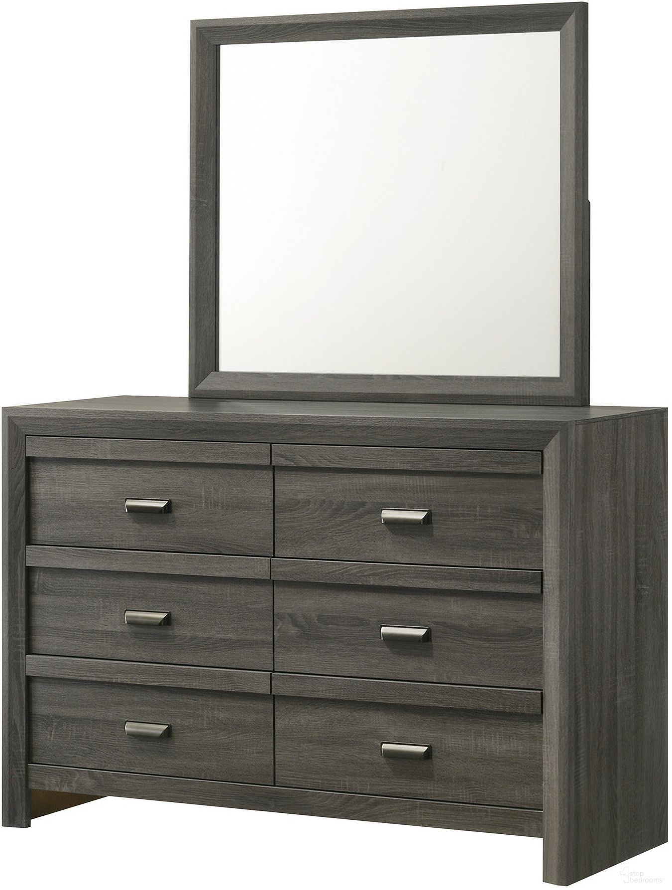 The appearance of Valor Dresser Mirror In Grey designed by Crown Mark in the transitional interior design. This grey piece of furniture was selected by 1StopBedrooms from Valor Collection to add a touch of cosiness and style into your home. Sku: B9335-11. Material: MDF.