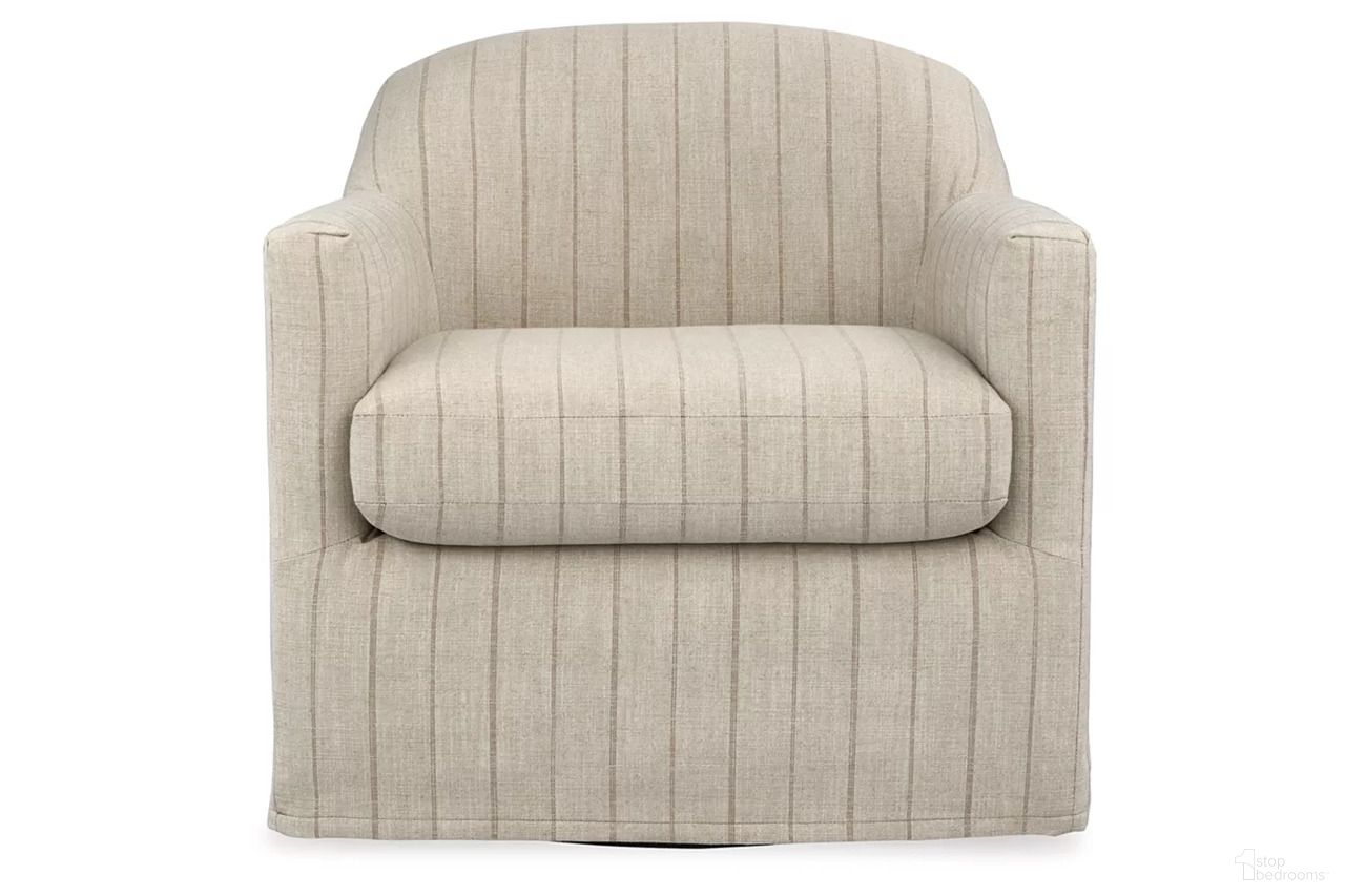 The appearance of Valwick Swivel Accent Chair In Cream and Brown designed by Signature Design by Ashley in the transitional interior design. This cream/brown piece of furniture  was selected by 1StopBedrooms from Valwick Collection to add a touch of cosiness and style into your home. Sku: A3000817.