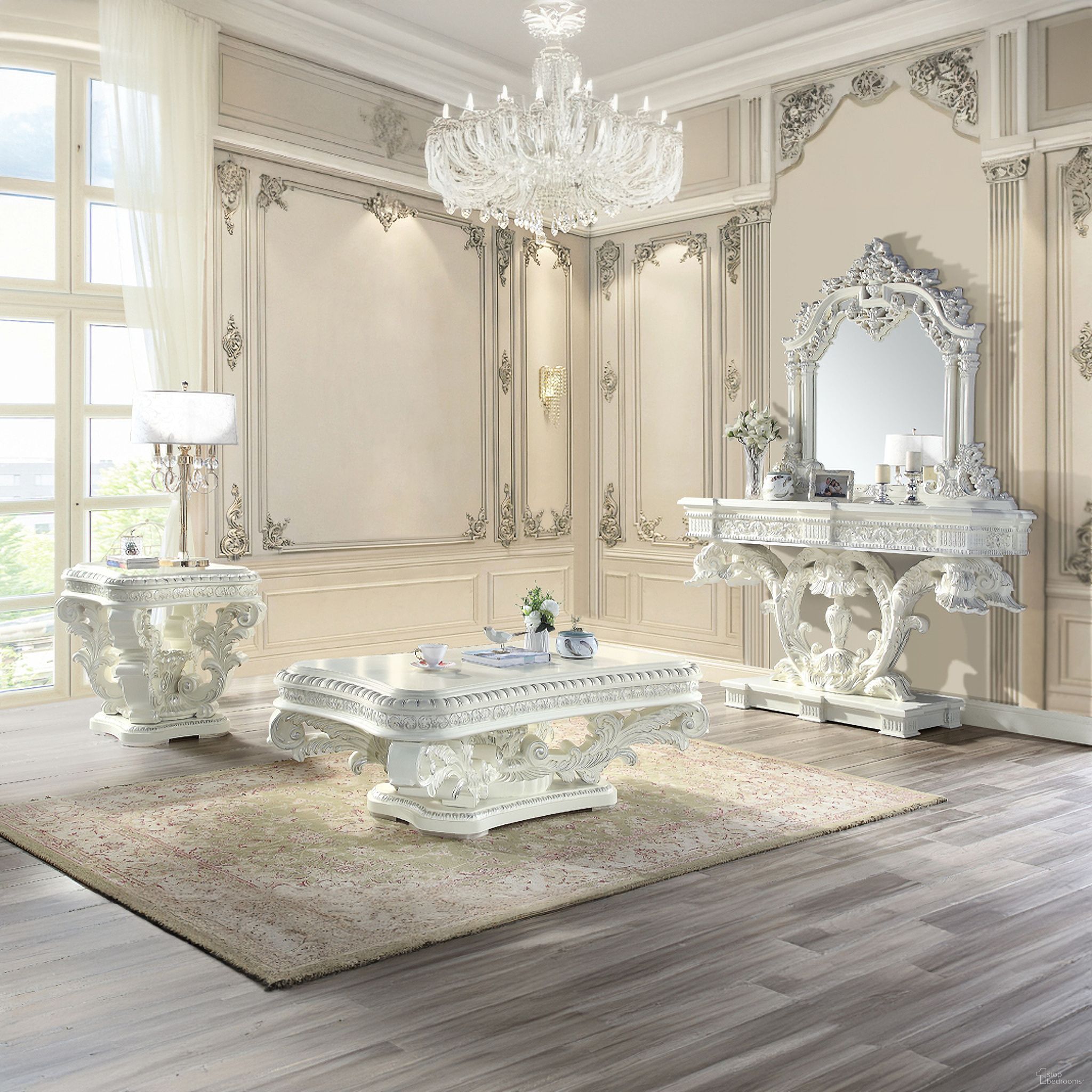 The appearance of Vanaheim Occasional Table Set In Antique White designed by ACME in the transitional interior design. This antique white piece of furniture was selected by 1StopBedrooms from Vanaheim Collection to add a touch of cosiness and style into your home. Sku: LV00800;LV00801. Material: Wood.
