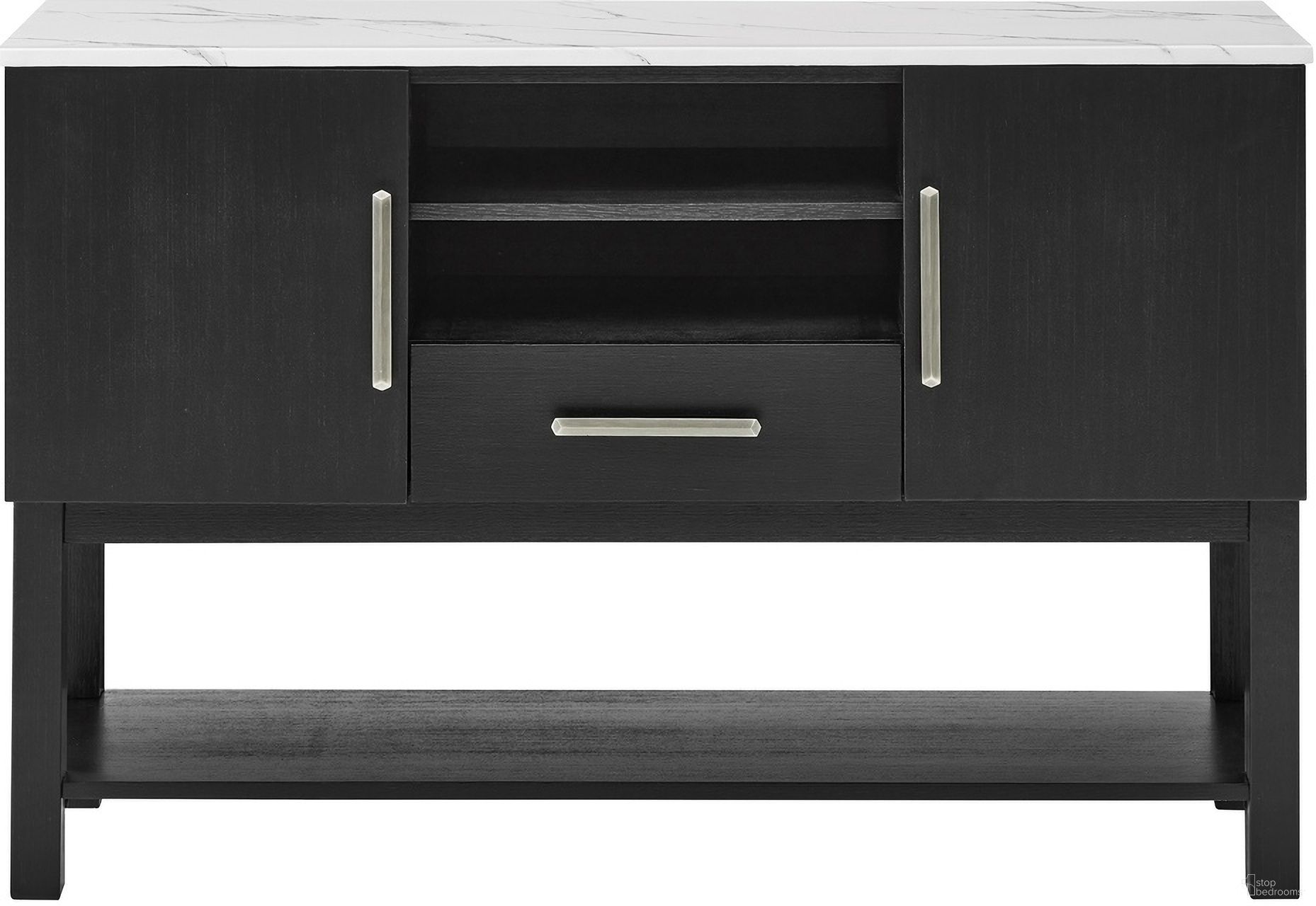 The appearance of Vance Side Board In Charcoal and White designed by Crown Mark in the transitional interior design. This charcoal and white piece of furniture  was selected by 1StopBedrooms from Vance Collection to add a touch of cosiness and style into your home. Sku: 1319-SB. Material: MDF.