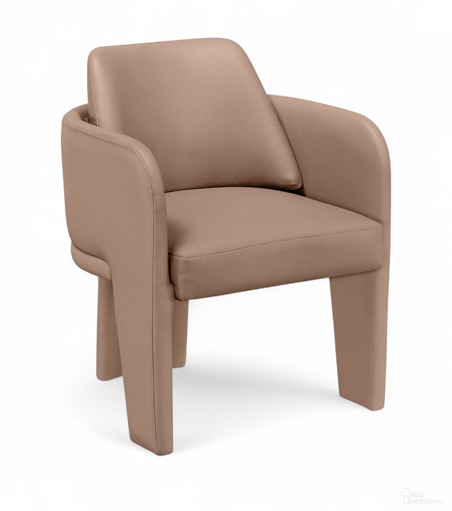The appearance of Vanda Vegan Leather Upholstered Dining Chair In Tan designed by Meridian in the modern / contemporary interior design. This tan piece of furniture was selected by 1StopBedrooms from Vanda Collection to add a touch of cosiness and style into your home. Sku: 88051Tan-C. Chair Type: Arm Chair. Material: Eucalyptus.