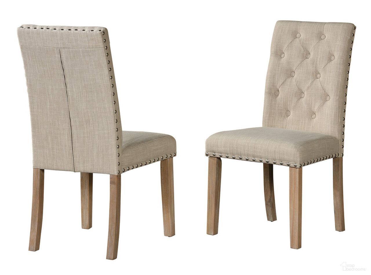 The appearance of Vanessa Dining Chairs Set of 2 In Beige Linen Fabric and Rustic Natural Wood designed by Best Quality Furniture in the traditional interior design. This beige and natural piece of furniture was selected by 1StopBedrooms from Vanessa Collection to add a touch of cosiness and style into your home. Sku: D150-SC. Material: MDF. Chair Type: Side Chair.