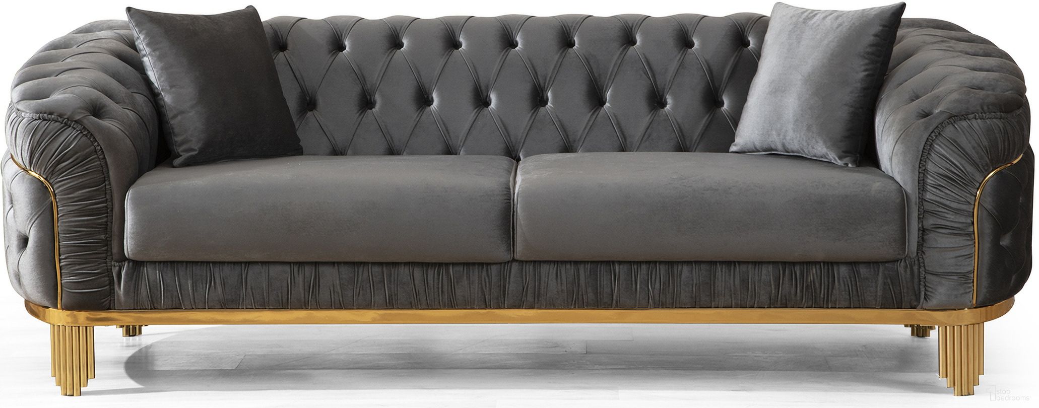 The appearance of Vanessa Sofa Made with Wood In Gray designed by Galaxy Home Furnishings in the transitional interior design. This gray piece of furniture was selected by 1StopBedrooms from Vanessa Collection to add a touch of cosiness and style into your home. Sku: 698781048603. Material: Wood.