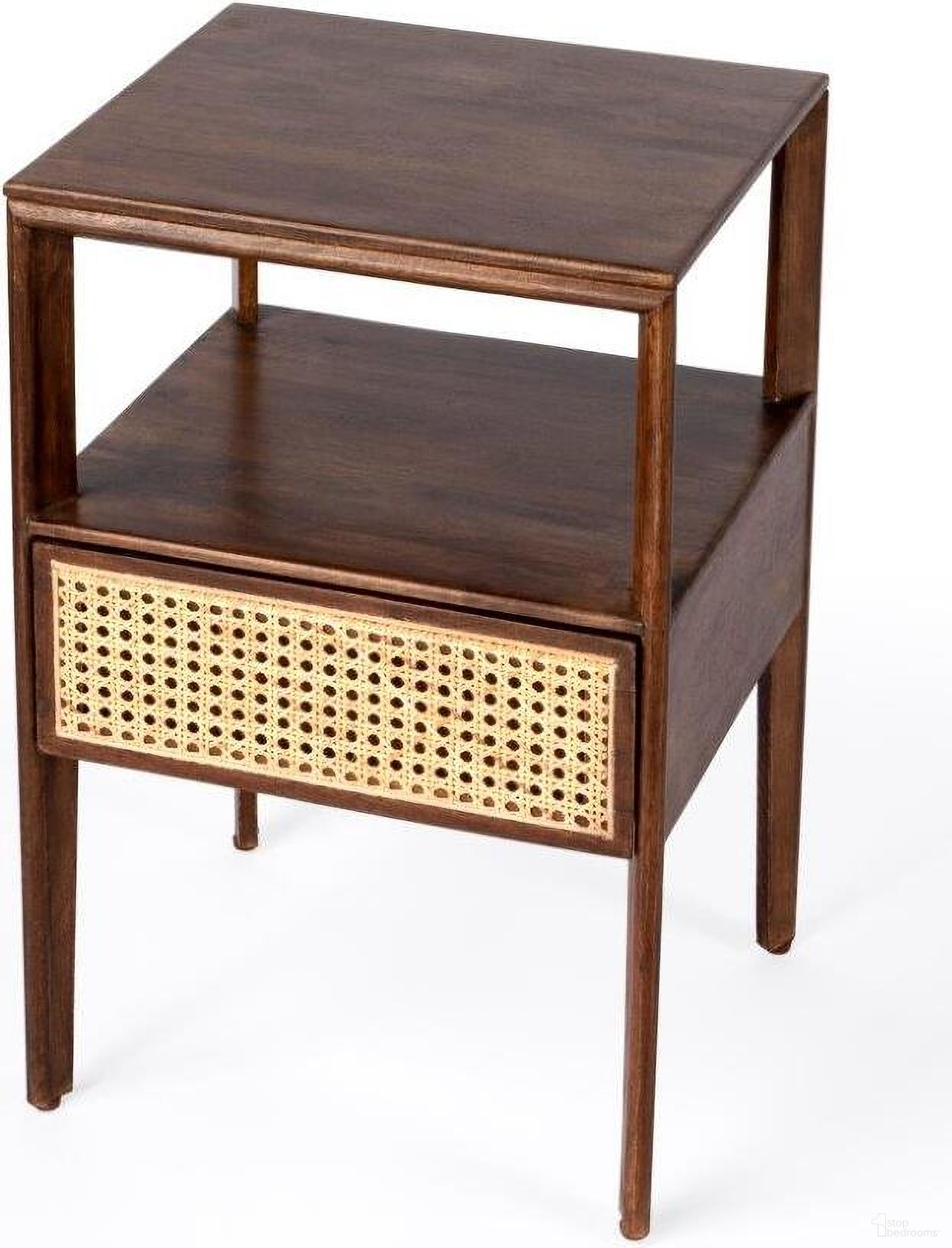 The appearance of Vardo 1 Drawer Cane Nightstand In Loft designed by Butler Specialty Company in the modern / contemporary interior design. This loft piece of furniture  was selected by 1StopBedrooms from Vardo Collection to add a touch of cosiness and style into your home. Sku: 5624140. Material: Wood.