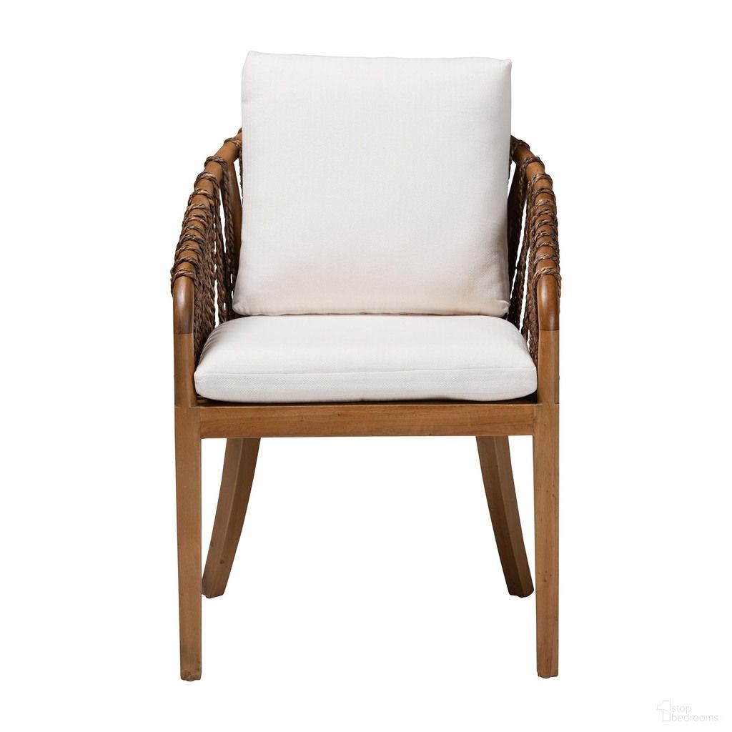 Varen Seagrass and Mahogany Wood Dining Chair In Walnut Brown