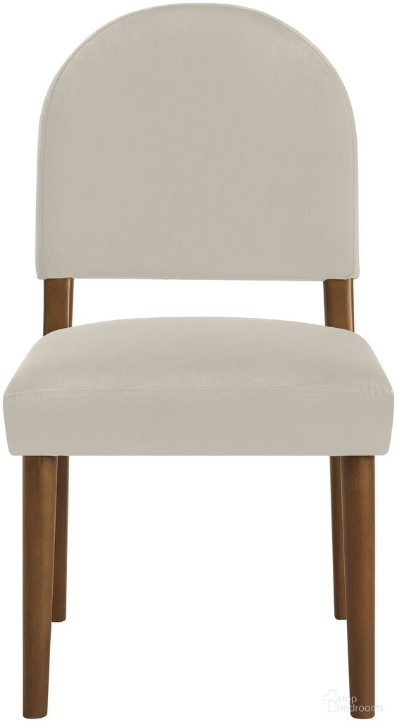 The appearance of Varinelle Velvet Upholstered Dining Chair Set of 2 In Cream and Walnut designed by Meridian in the modern / contemporary interior design. This cream/walnut piece of furniture was selected by 1StopBedrooms from Varinelle Collection to add a touch of cosiness and style into your home. Sku: 88033Cream-C. Material: Velvet. Chair Type: Side Chair.