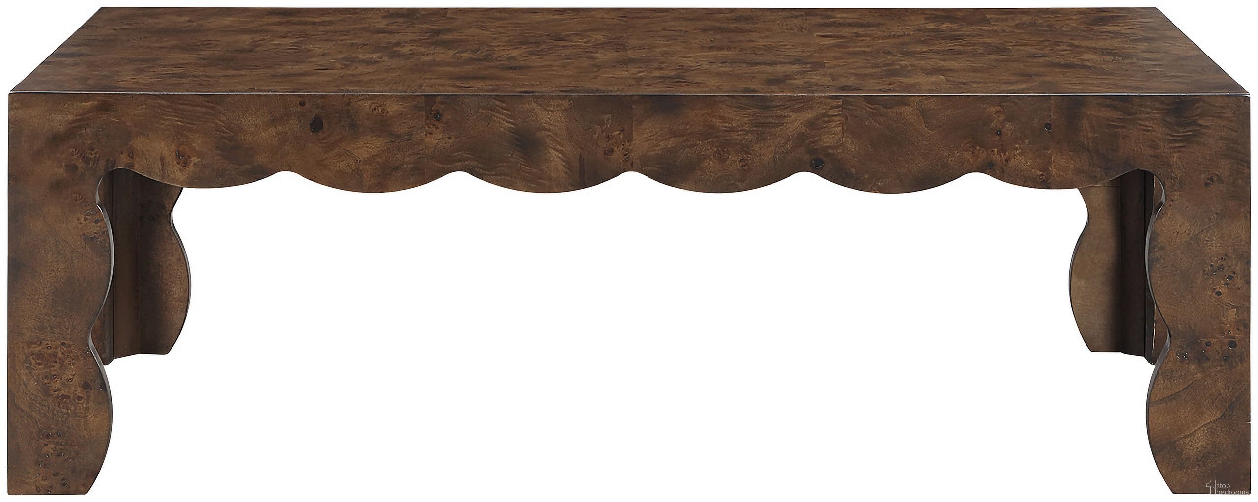 Vassa Burl Veneer Coffee Table In Brown and Stained Walnut
