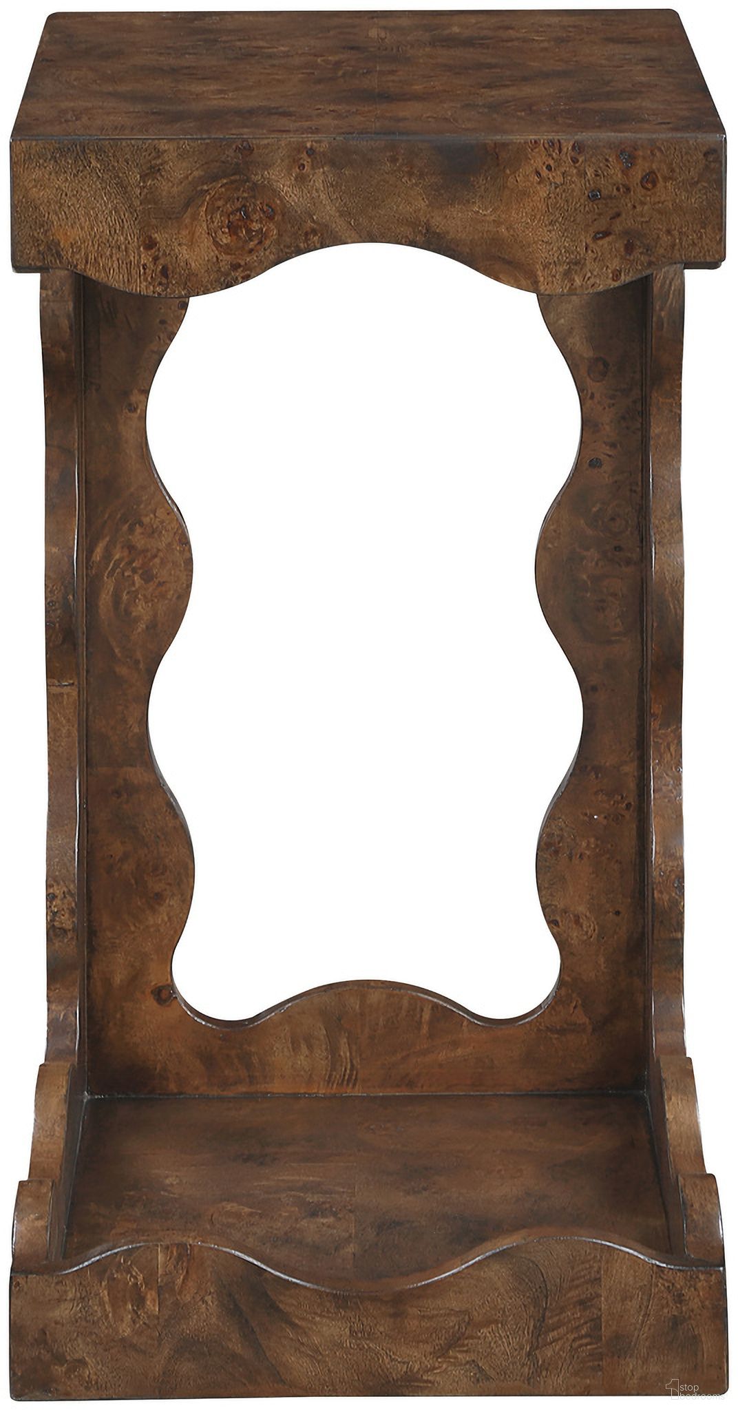 Vassa Burl Veneer End Table In Brown and Stained Walnut