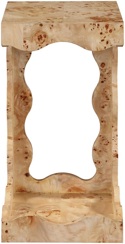 Vassa Burl Veneer End Table In Natural and Stained Natural