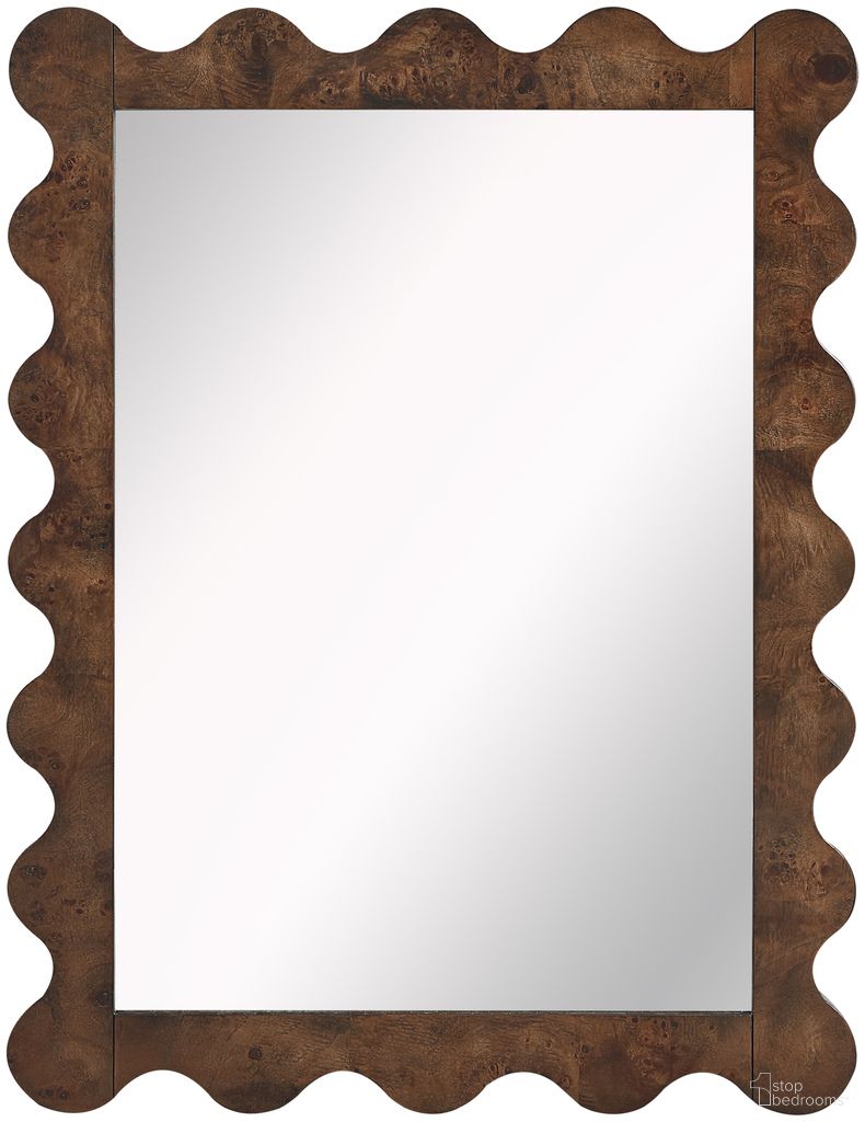 Vassa Burl Veneer Mirror In Brown and Stained Walnut