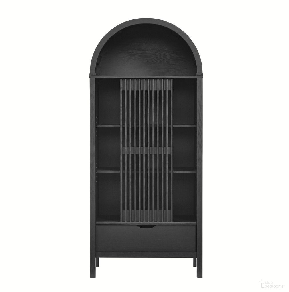 The appearance of Vaughn 71 Inch Arched Storage Display Cabinet In Black designed by Modway in the modern / contemporary interior design. This black piece of furniture was selected by 1StopBedrooms from Vaughn Collection to add a touch of cosiness and style into your home. Sku: EEI-7167-BLK. Material: Laminate.