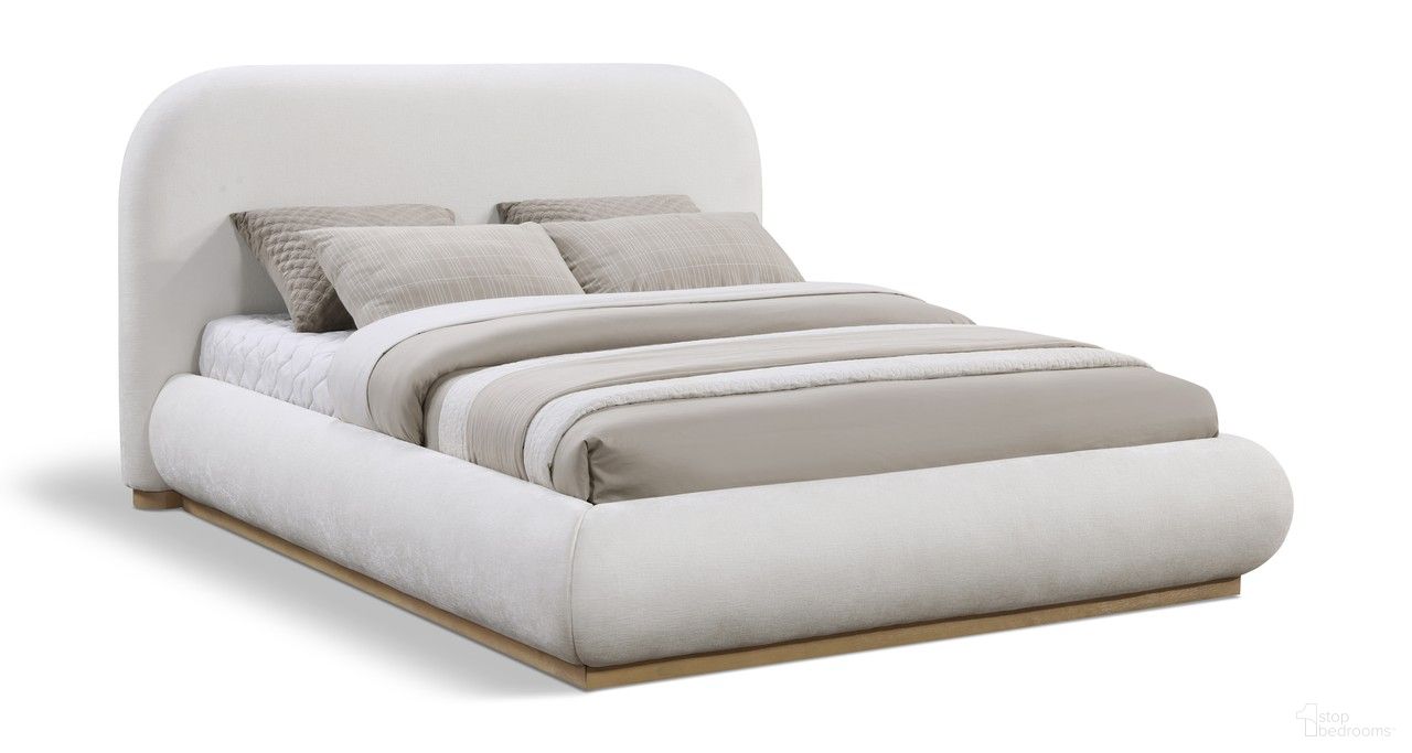 The appearance of Vaughn Chenille Fabric Full Bed In Cream/Natural designed by Meridian in the modern / contemporary interior design. This cream piece of furniture  was selected by 1StopBedrooms from Vaughn Collection to add a touch of cosiness and style into your home. Sku: B1211Cream-F Box 1/2 (Headboard);B1211Cream-F Box 2/2 (Footboard / Rails / Slats / Support Legs / Center Support Bar). Bed Type: Platform Bed. Bed Size: Full. Material: Rubberwood.