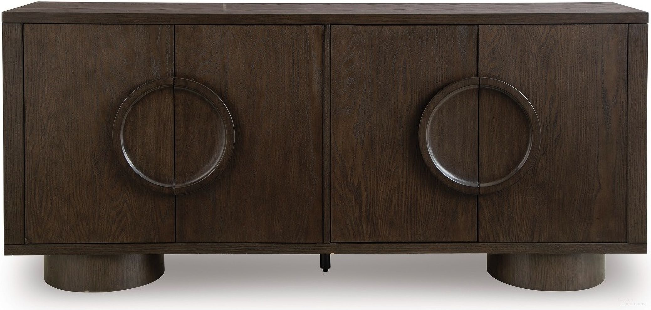 The appearance of Veeda Accent Cabinet In Dark Brown designed by Signature Design by Ashley in the modern / contemporary interior design. This dark brown piece of furniture was selected by 1StopBedrooms from Veeda Collection to add a touch of cosiness and style into your home. Sku: A4000703.