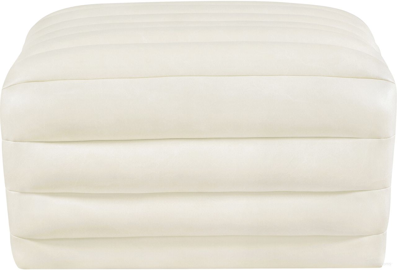 The appearance of Vega Vegan Leather Ottoman In Cream designed by Meridian in the modern / contemporary interior design. This cream piece of furniture was selected by 1StopBedrooms from Vega Collection to add a touch of cosiness and style into your home. Sku: 33045Cream-Ott. Material: Vegan Leather.