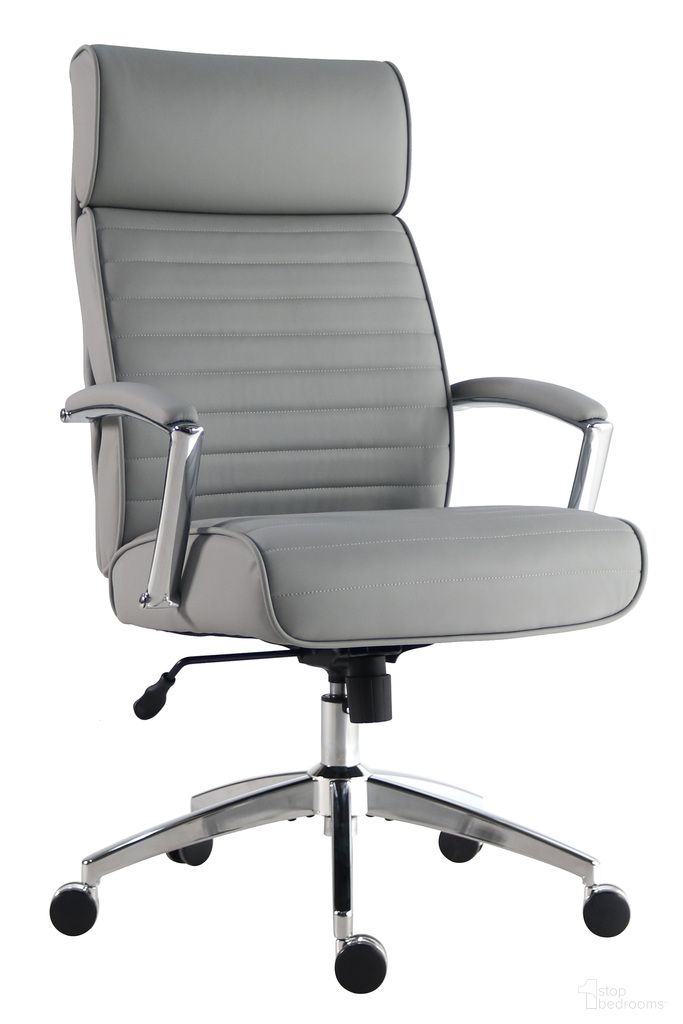 Vegan Leather Tall Desk Chair In Softy Grey