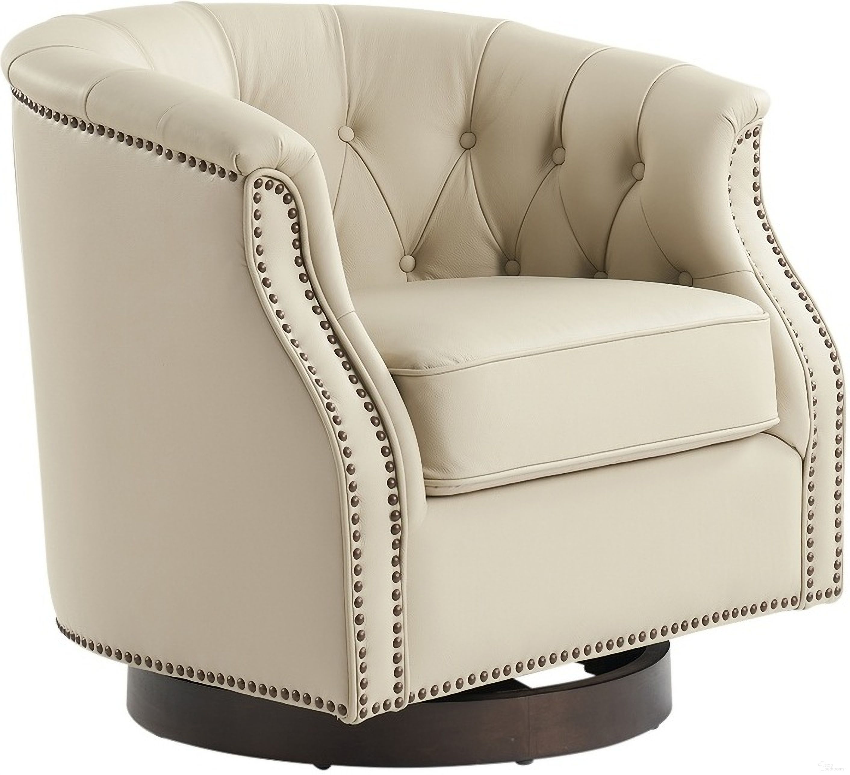 Veitin Chesterfield Rocker And Swivel Genuine Leather Chair In White