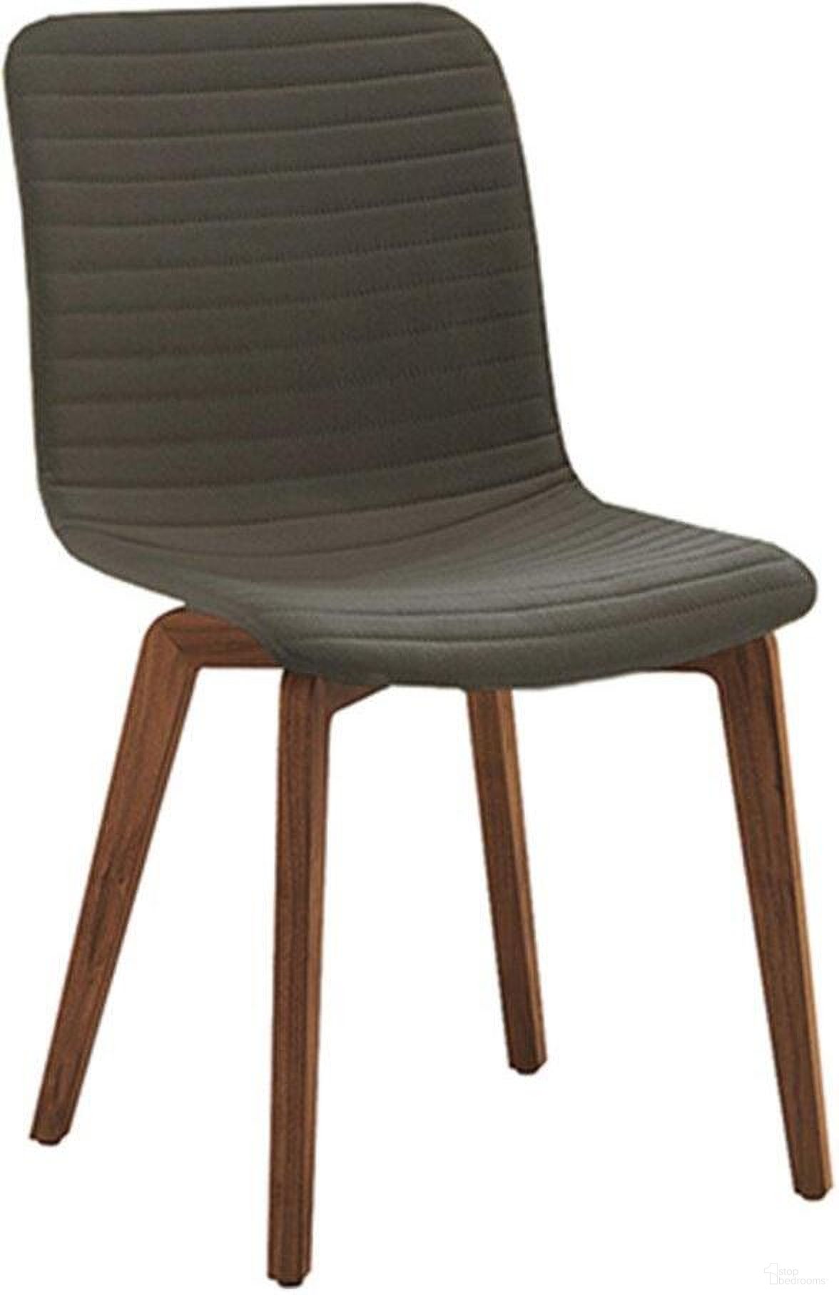 Vela Dining Chair Set Of 2 In Grey With Walnut Back