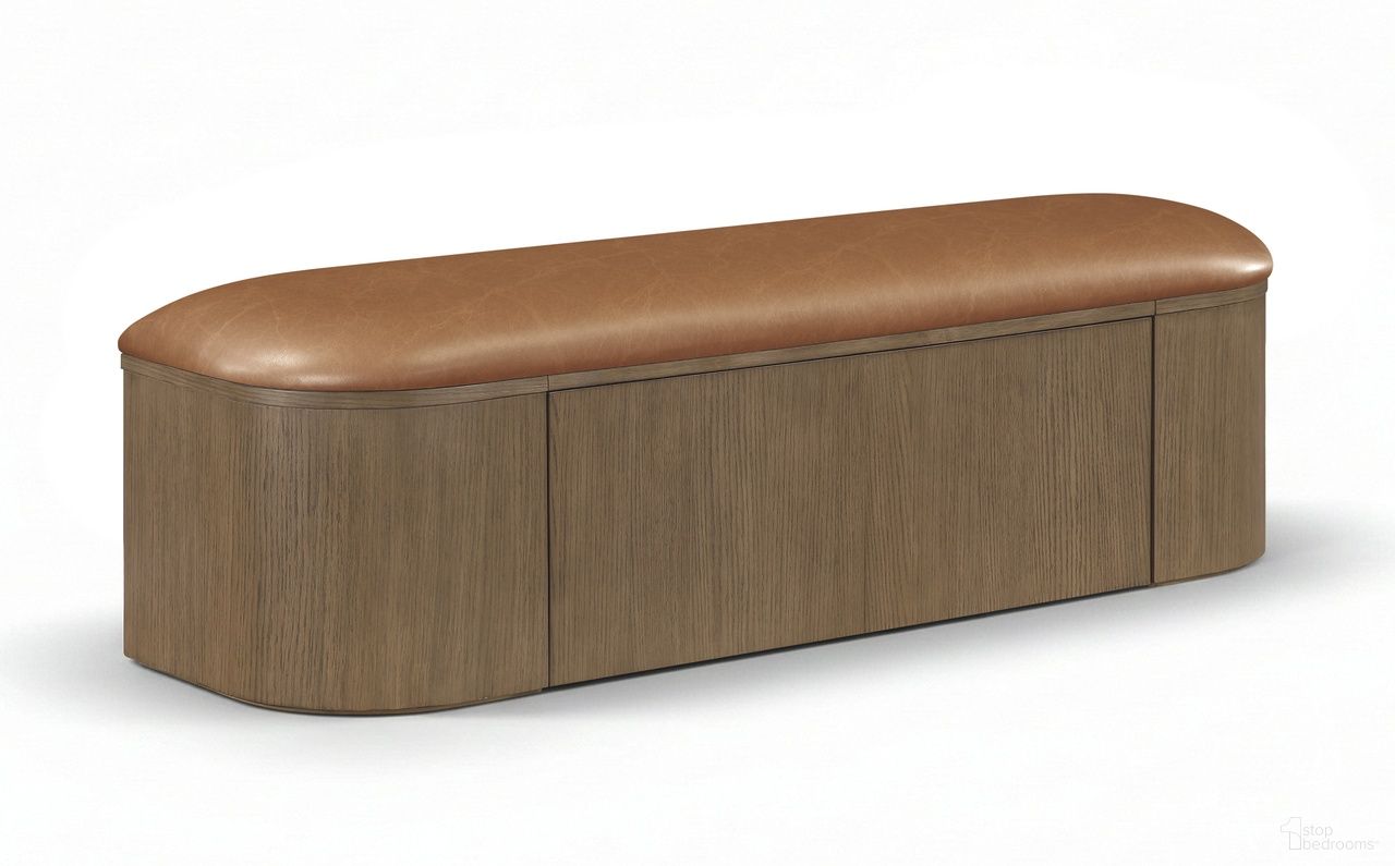 Velden Vegan Leather Upholstered Storage Bench In Cognac