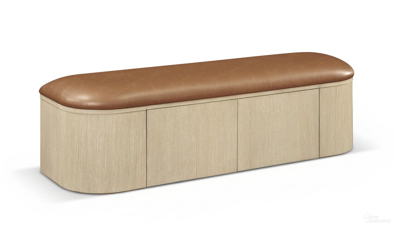 Velden Vegan Leather Upholstered Storage Bench In Cognac
