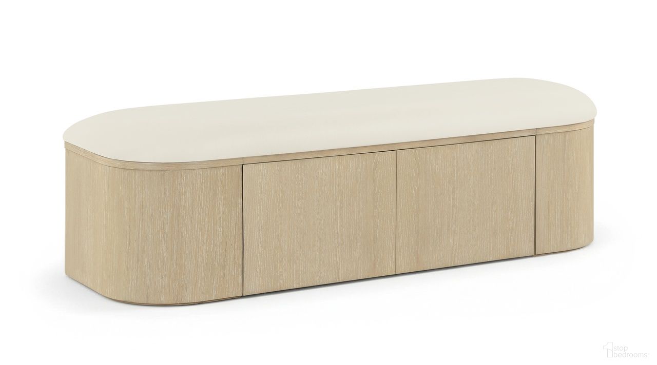 The appearance of Velden Vegan Leather Upholstered Storage Bench In Cream designed by Meridian in the modern / contemporary interior design. This cream piece of furniture was selected by 1StopBedrooms from Velden Collection to add a touch of cosiness and style into your home. Sku: 22070Cream. Material: Polyurethane.